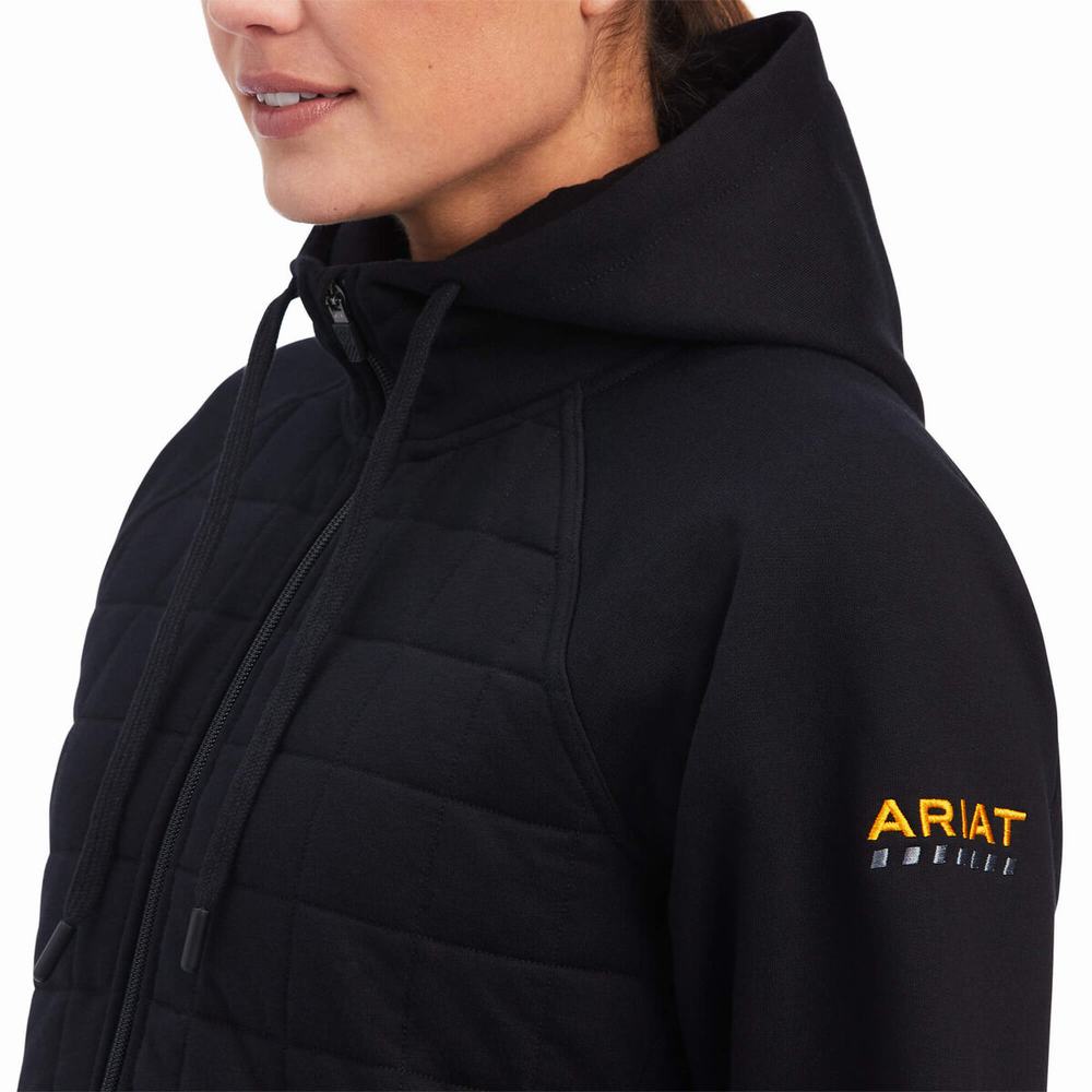 Black Ariat Rebar Regulator Full Zip Women's Hoodies | OFLE74201