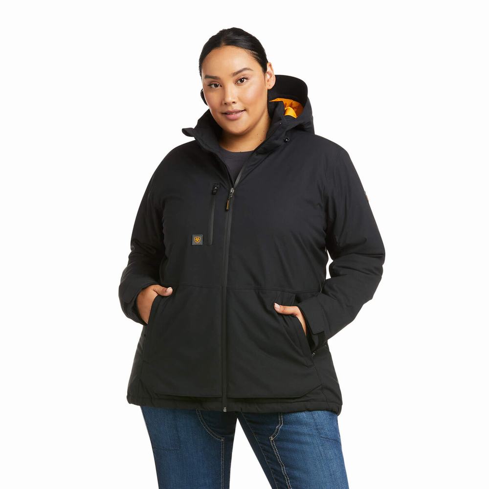 Black Ariat Rebar Storm Fighter 2.0 Waterproof Women's Jackets | KVIM09127