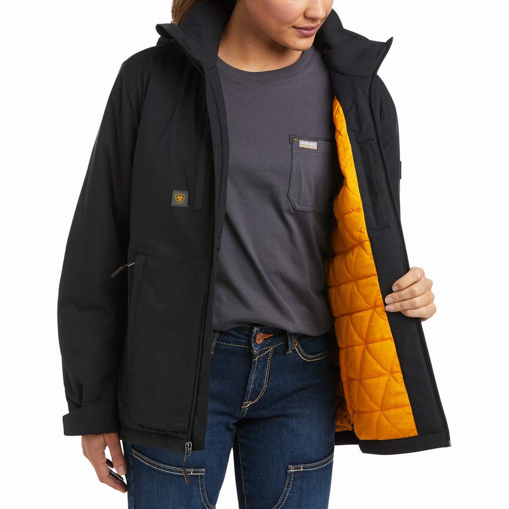 Black Ariat Rebar Storm Fighter 2.0 Waterproof Women's Jackets | KVIM09127