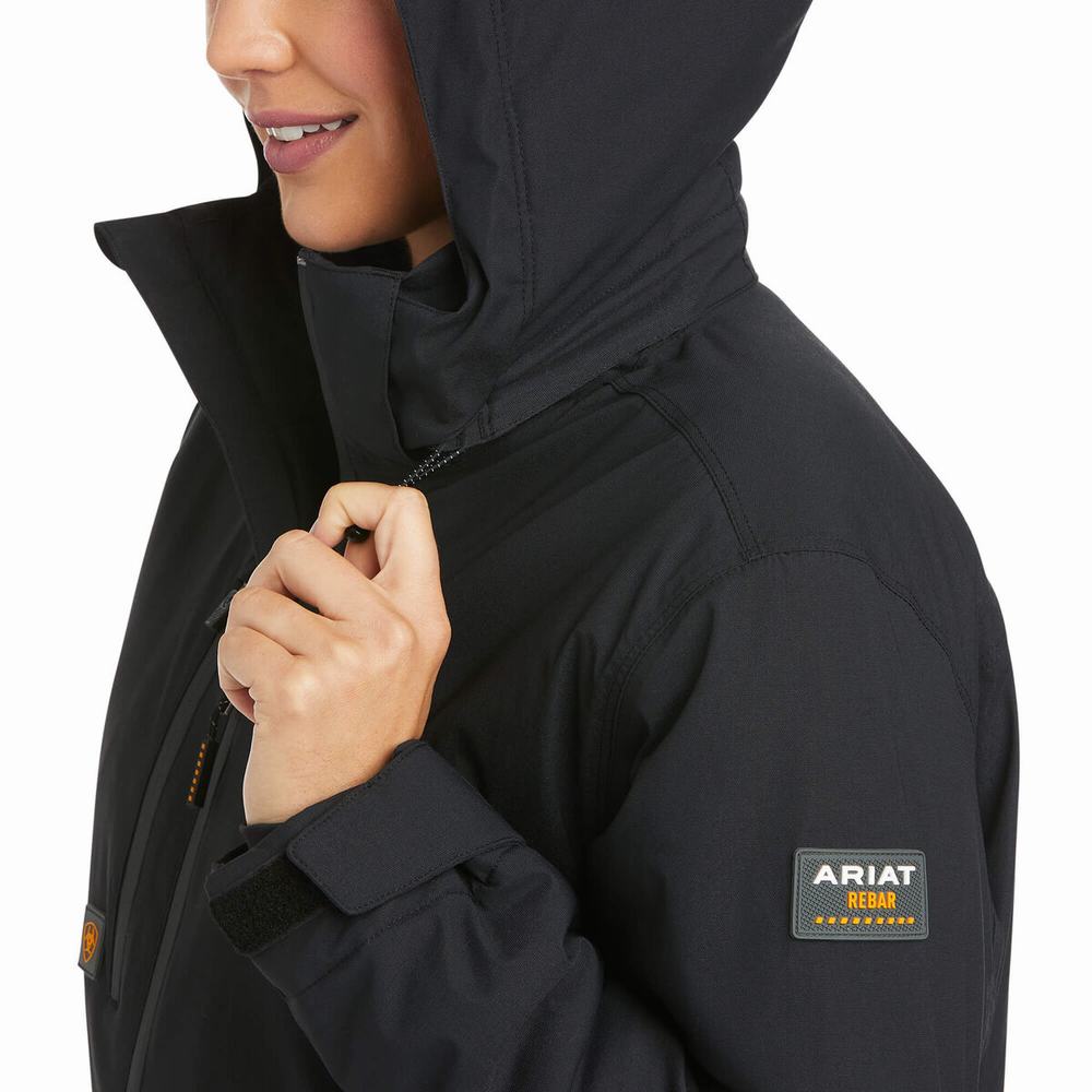 Black Ariat Rebar Storm Fighter 2.0 Waterproof Women's Jackets | KVIM09127