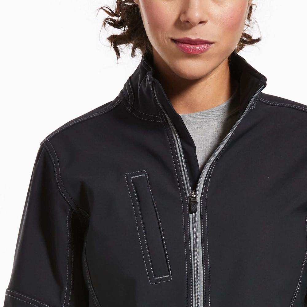 Black Ariat Rebar Stretch Canvas Softshell Women's Jackets | DJXT91478