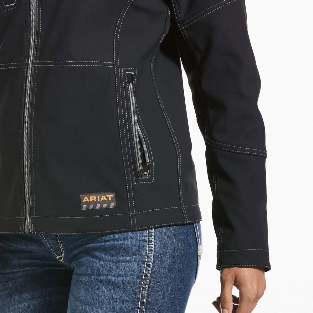 Black Ariat Rebar Stretch Canvas Softshell Women's Jackets | DJXT91478