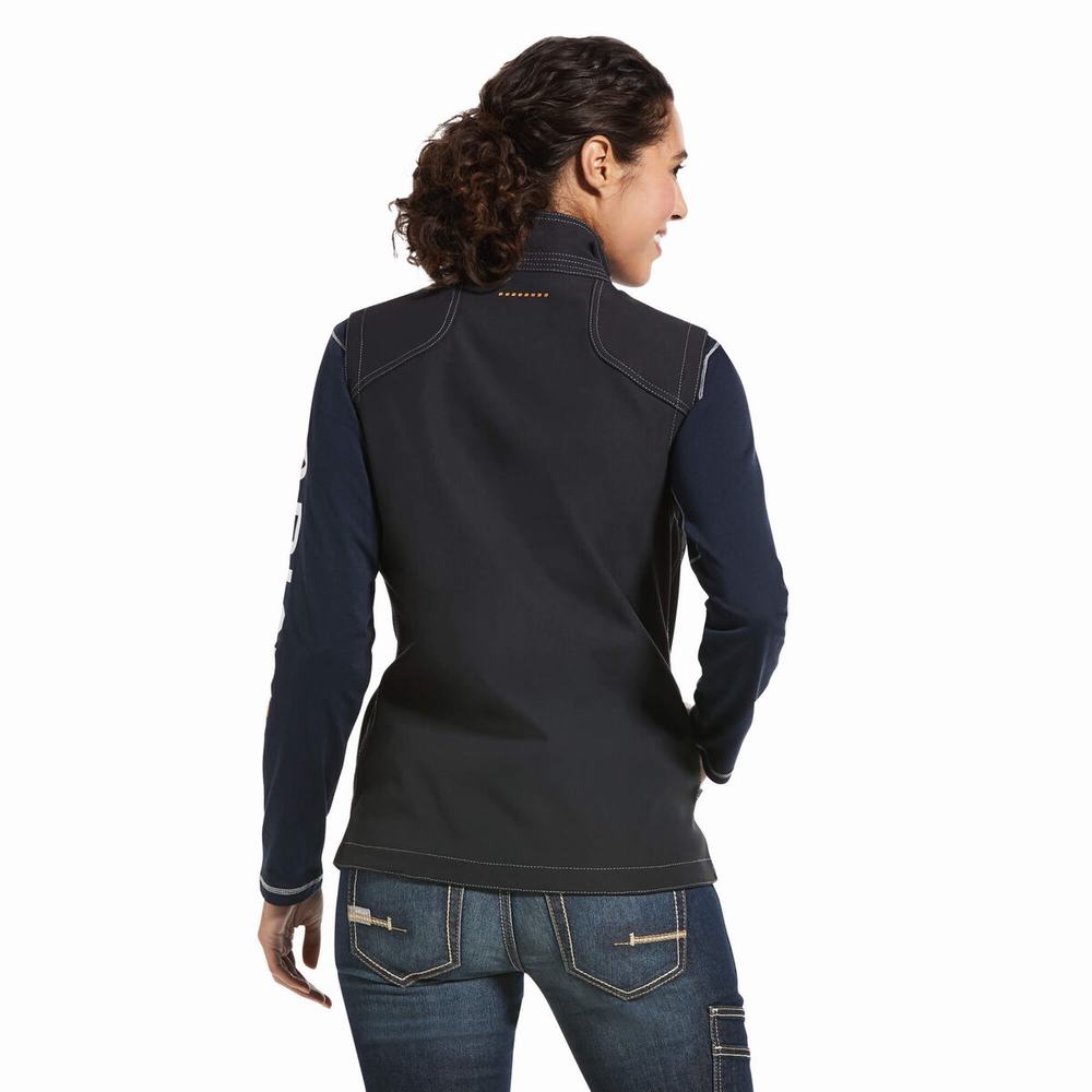 Black Ariat Rebar Stretch Canvas Softshell Women's Vests | LBGY59271