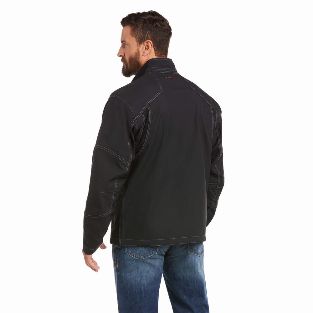 Black Ariat Rebar Stretch Canvas Softshell Men's Jackets | OYEL31567