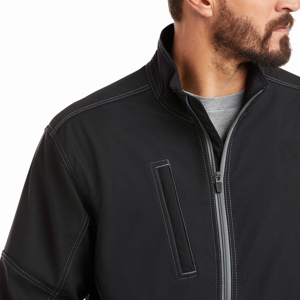 Black Ariat Rebar Stretch Canvas Softshell Men's Jackets | OYEL31567