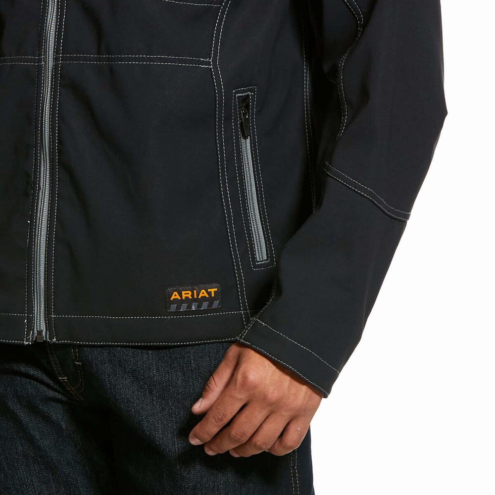 Black Ariat Rebar Stretch Canvas Softshell Men's Jackets | OYEL31567