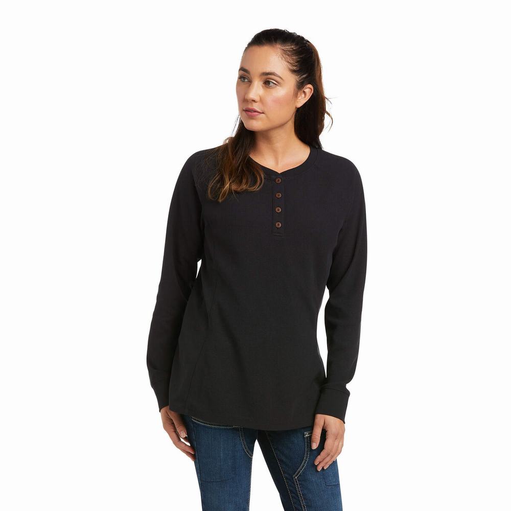 Black Ariat Rebar Thermal Women\'s Shirts | MQXR01895