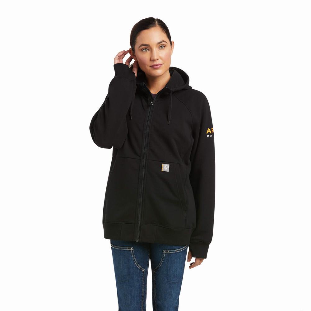 Black Ariat Rebar Thermic Insulated Full Zip Women's Hoodies | DUGV50871