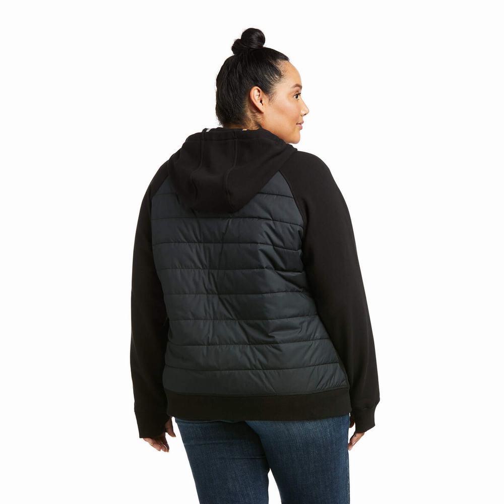 Black Ariat Rebar Thermic Insulated Full Zip Women's Hoodies | DUGV50871