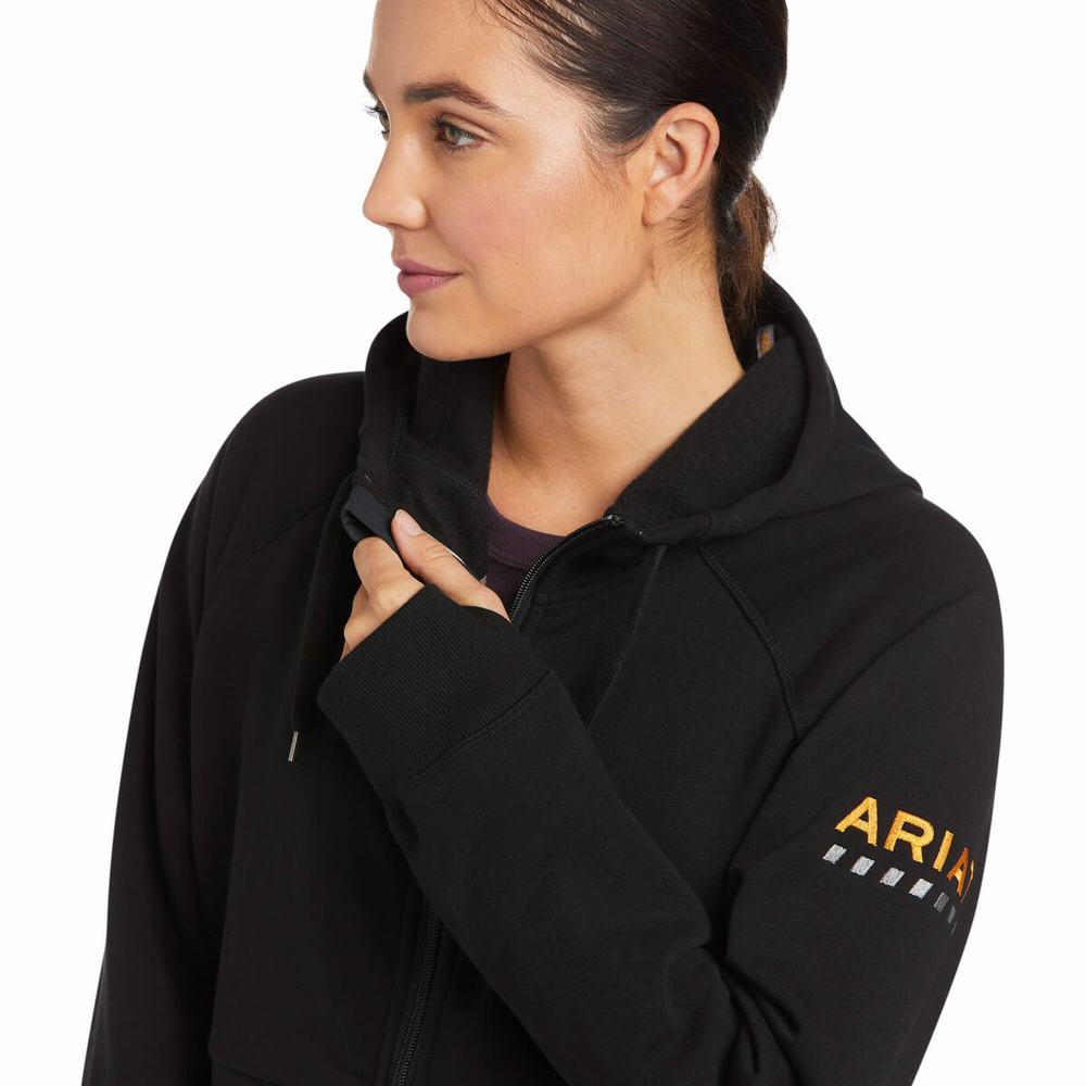 Black Ariat Rebar Thermic Insulated Full Zip Women's Hoodies | DUGV50871