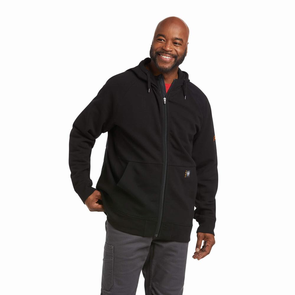 Black Ariat Rebar Thermic Insulated Full Zip Men's Hoodies | OZQV71948