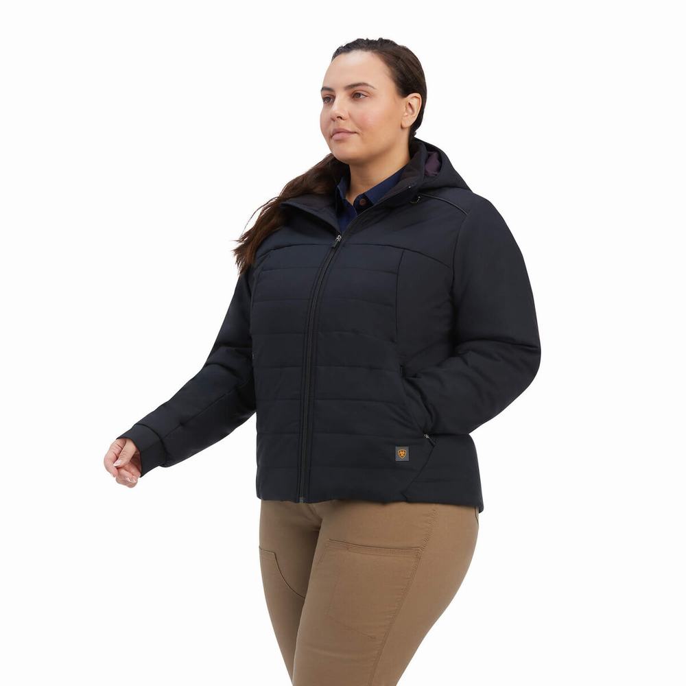 Black Ariat Rebar Valkyrie Stretch Canvas Insulated Women's Jackets | SVYI79136