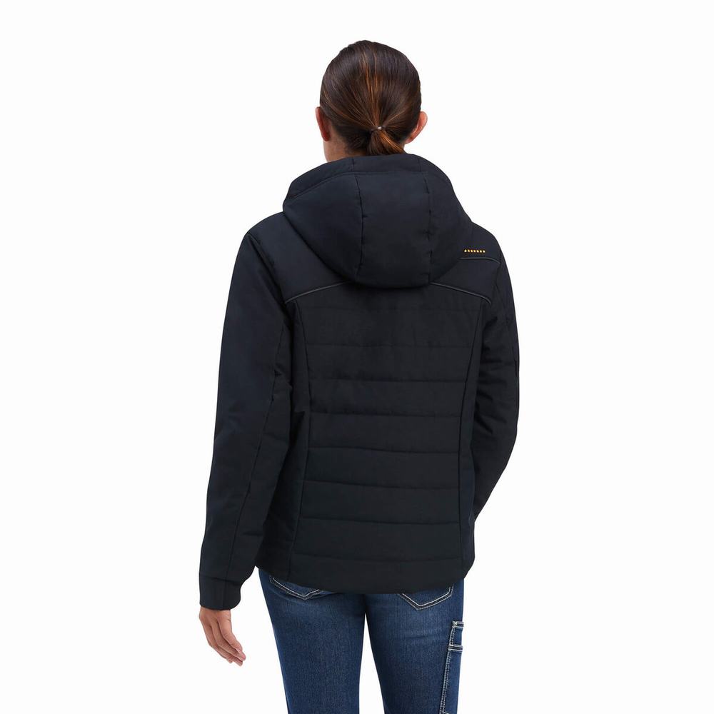 Black Ariat Rebar Valkyrie Stretch Canvas Insulated Women's Jackets | SVYI79136