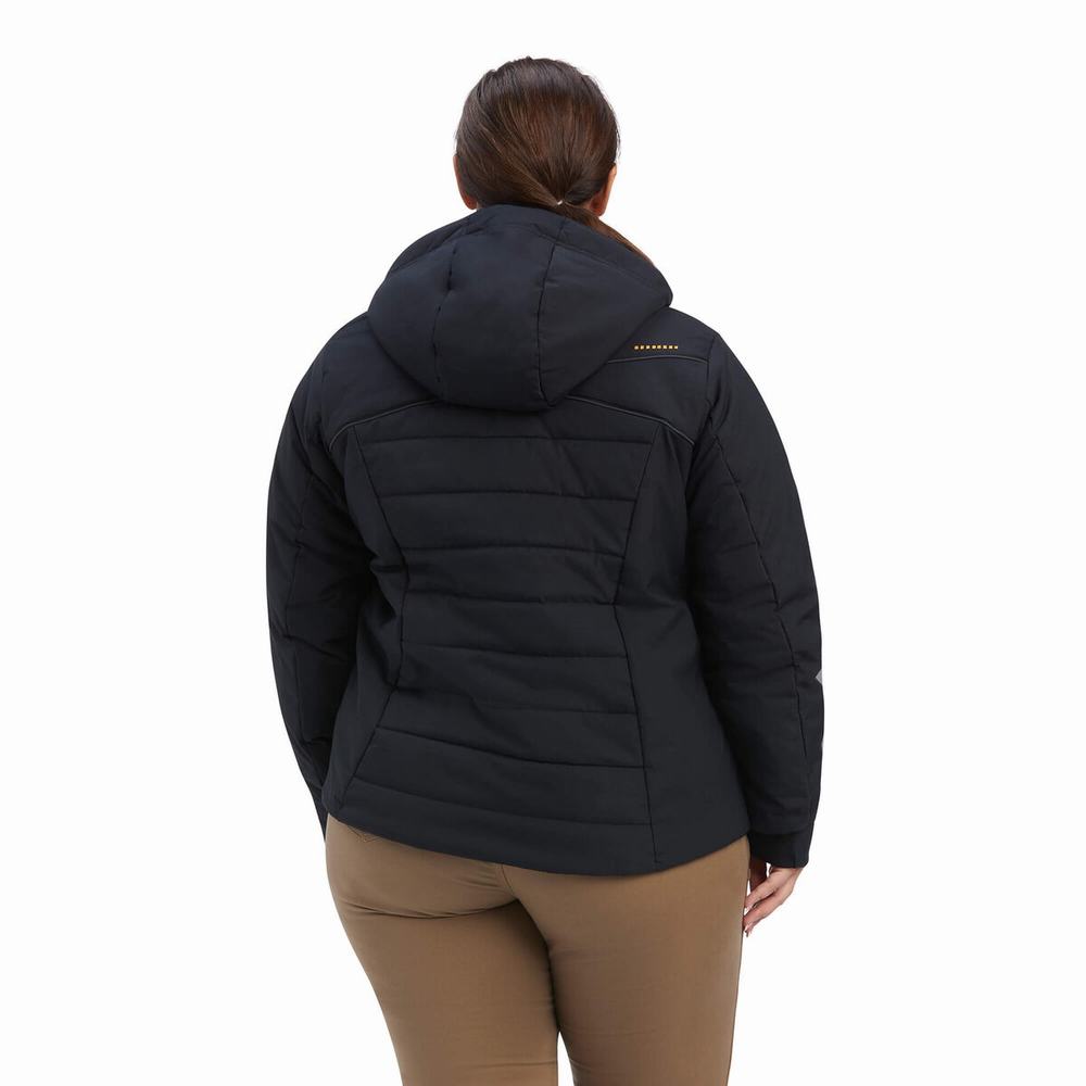 Black Ariat Rebar Valkyrie Stretch Canvas Insulated Women's Jackets | SVYI79136