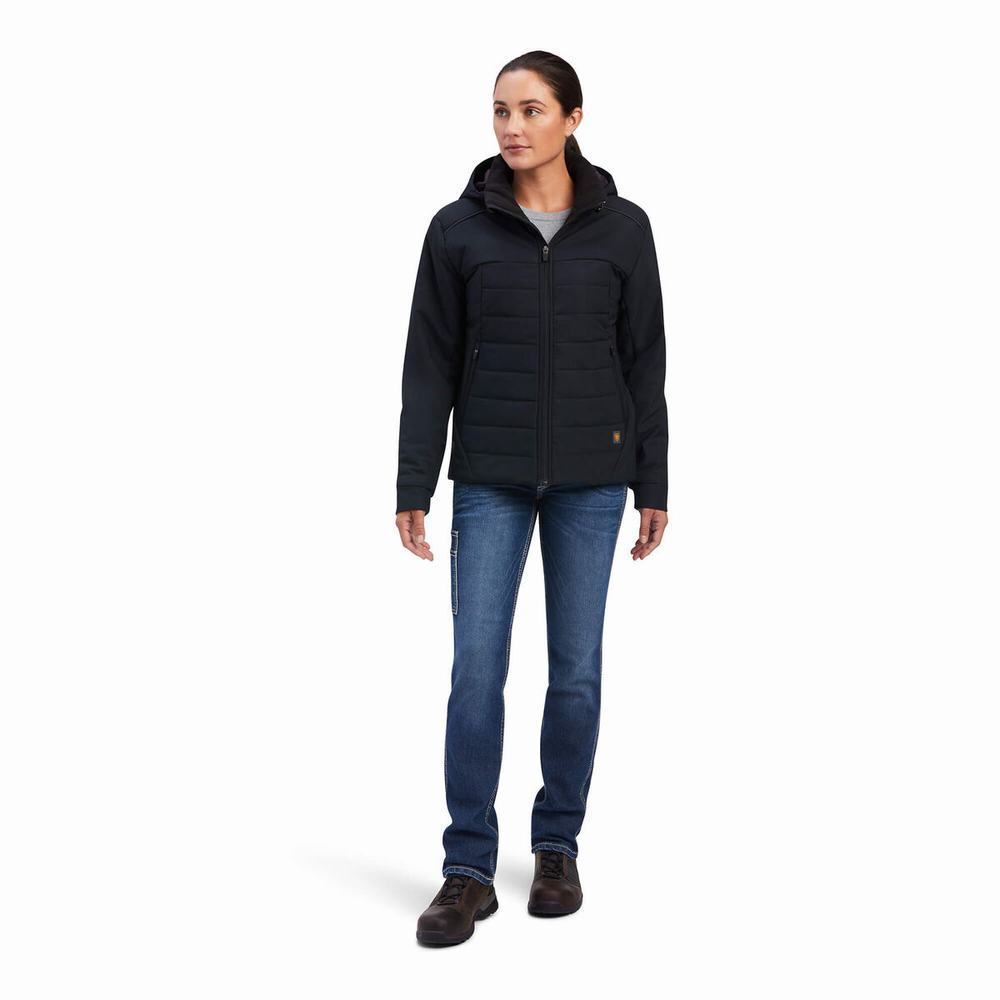 Black Ariat Rebar Valkyrie Stretch Canvas Insulated Women's Jackets | SVYI79136