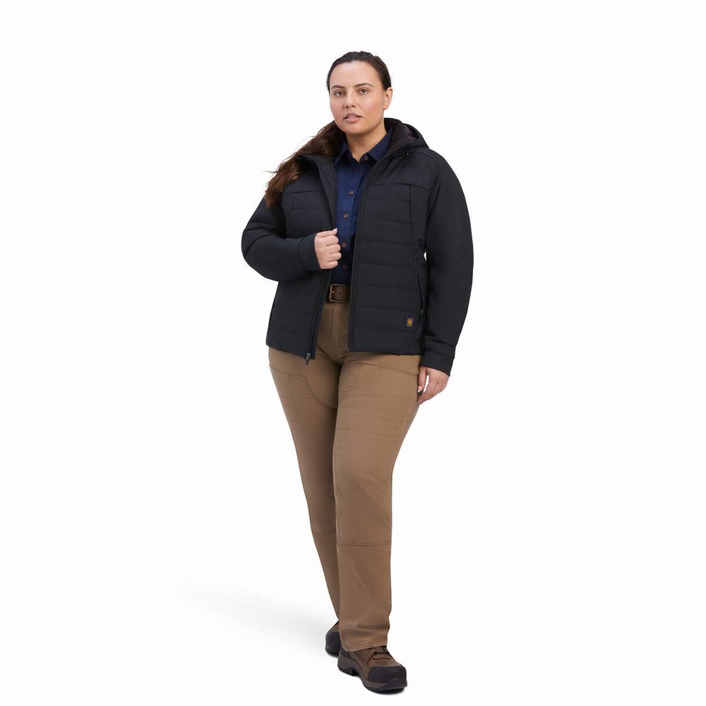 Black Ariat Rebar Valkyrie Stretch Canvas Insulated Women's Jackets | SVYI79136