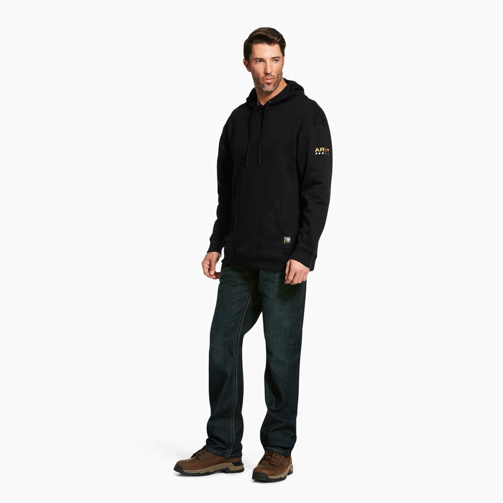 Black Ariat Rebar Workman Men's Hoodies | DYNH20753