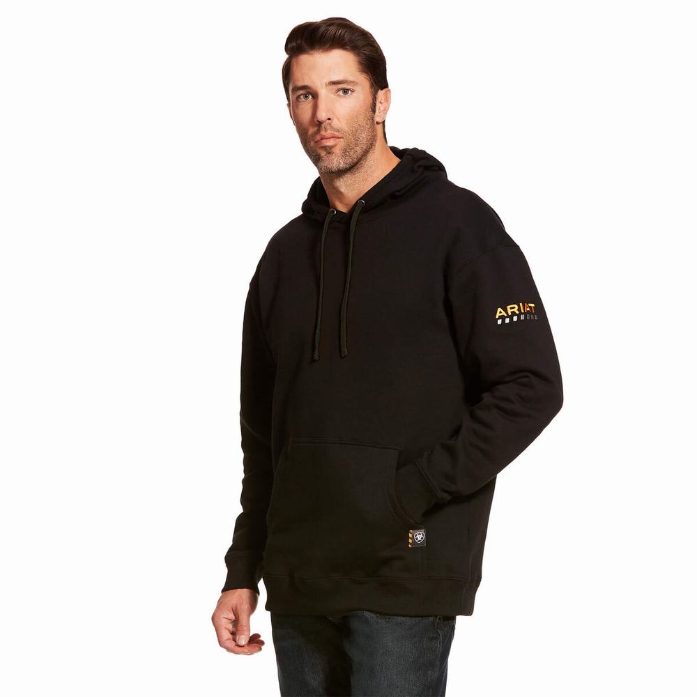 Black Ariat Rebar Workman Men\'s Hoodies | DYNH20753