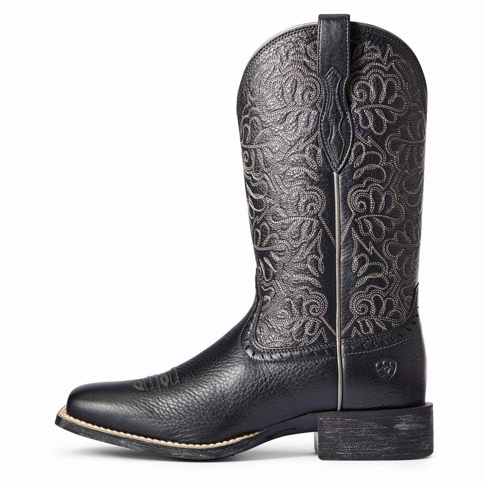 Black Ariat Round Up Remuda Women's Western Boots | EOCN36420