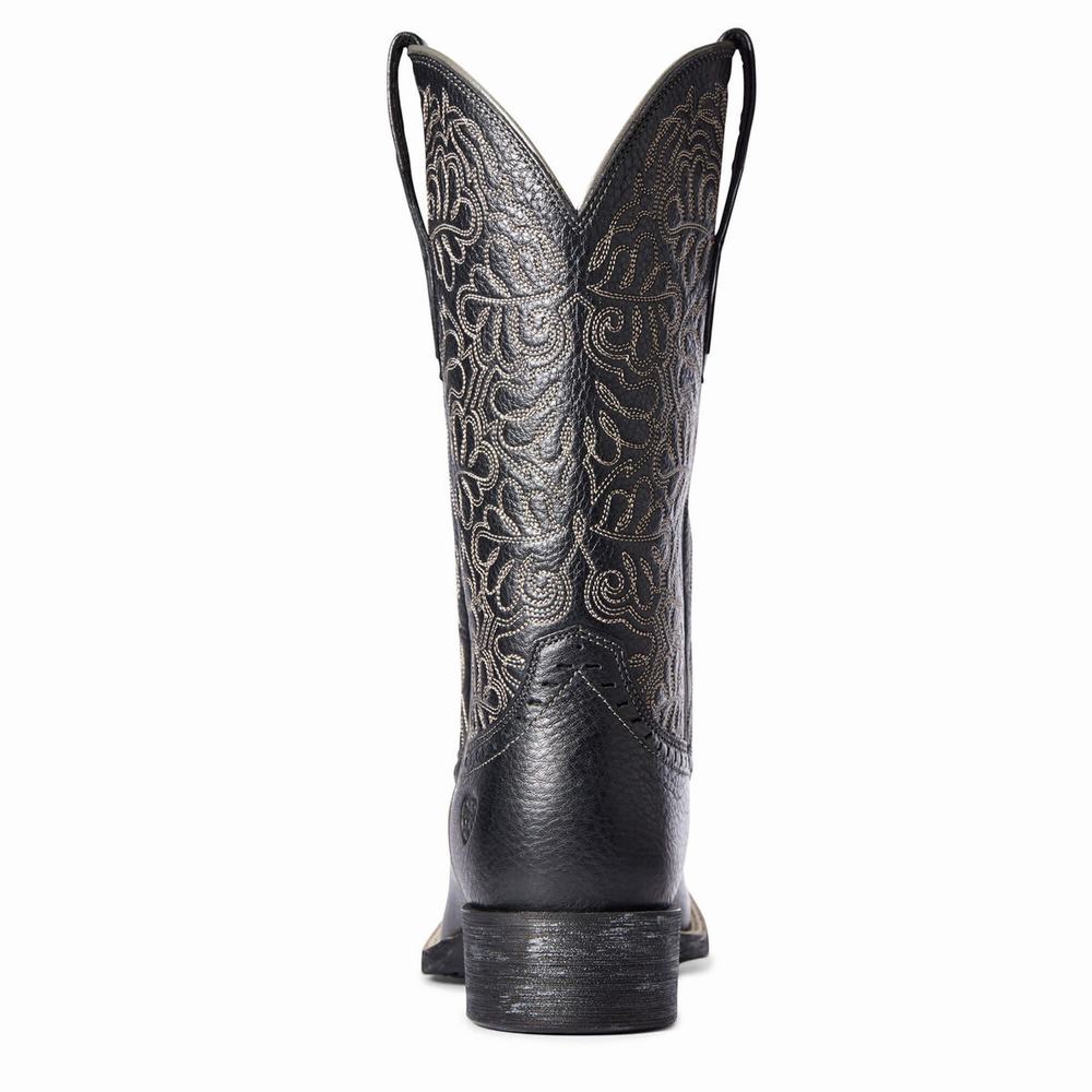 Black Ariat Round Up Remuda Women's Western Boots | EOCN36420