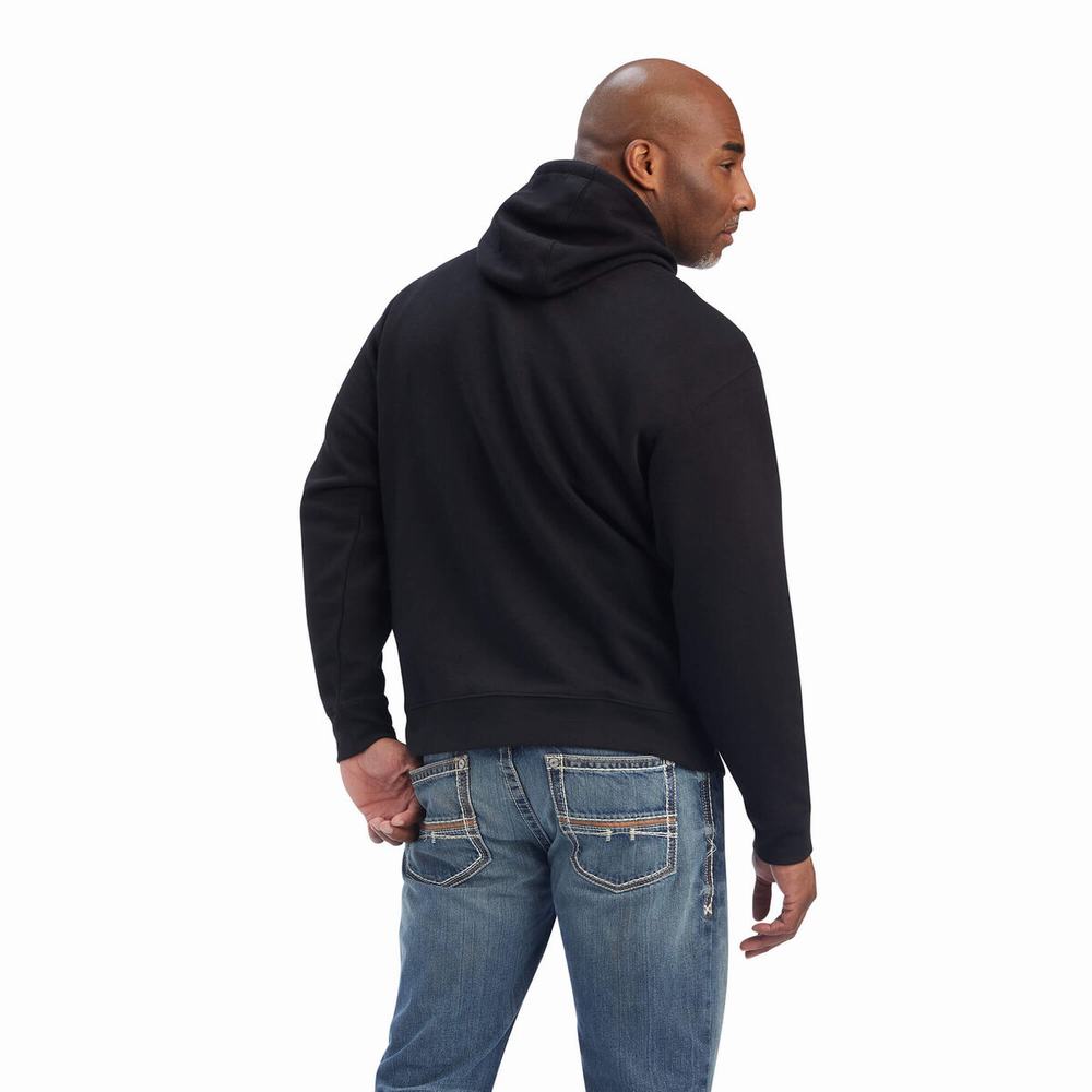 Black Ariat Serape Block Men's Hoodies | HNXL58369