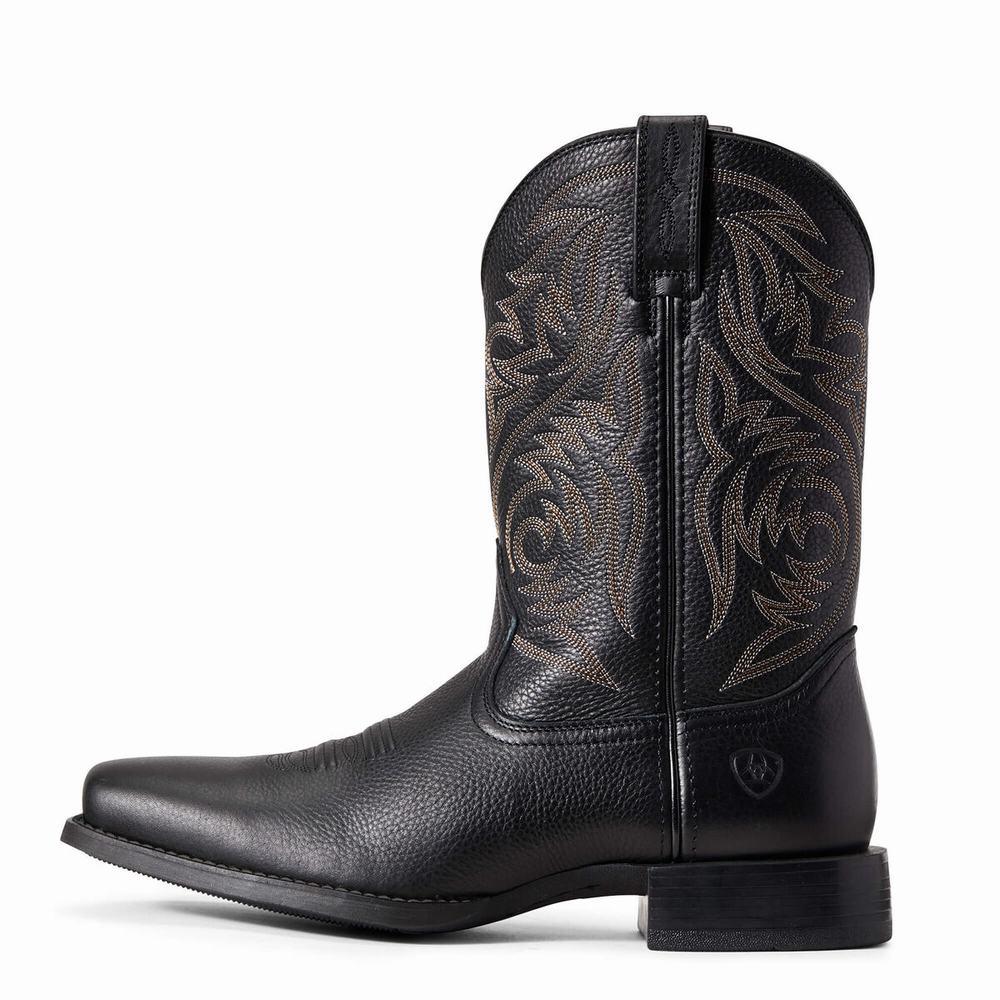 Black Ariat Sport Herdsman Men's Western Boots | JBLN04296