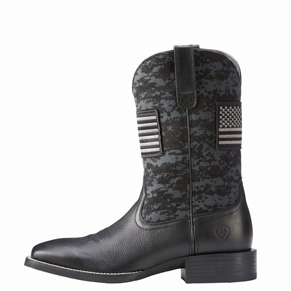 Black Ariat Sport Patriot Men's Western Boots | MJEN04267