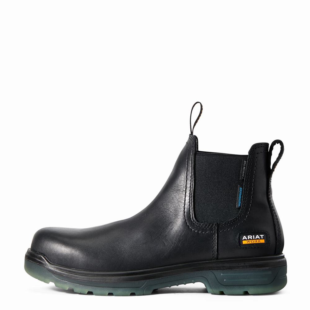 Black Ariat Turbo Chelsea CSA Waterproof Carbon Toe Men's Chelsea Boots | GVWQ15738