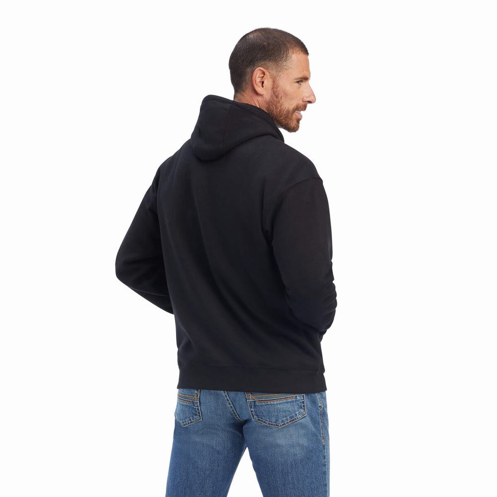 Black Ariat USA Proud Men's Hoodies | UHFG21637