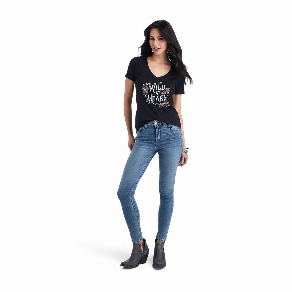 Black Ariat Wild Heart Women's Tops | MEYL46351