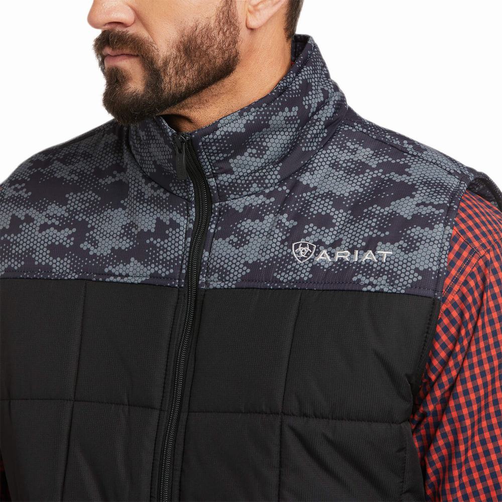 Black Camo Ariat Crius Insulated Men's Jackets | FUVI17345