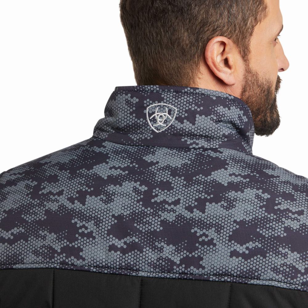 Black Camo Ariat Crius Insulated Men's Jackets | FUVI17345