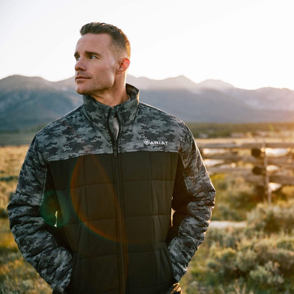 Black Camo Ariat Crius Insulated Men's Jackets | TRKW82961