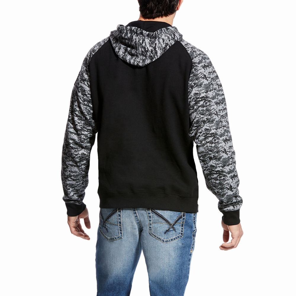 Black Camo Ariat Patriot Men's Hoodies | FYXJ05621