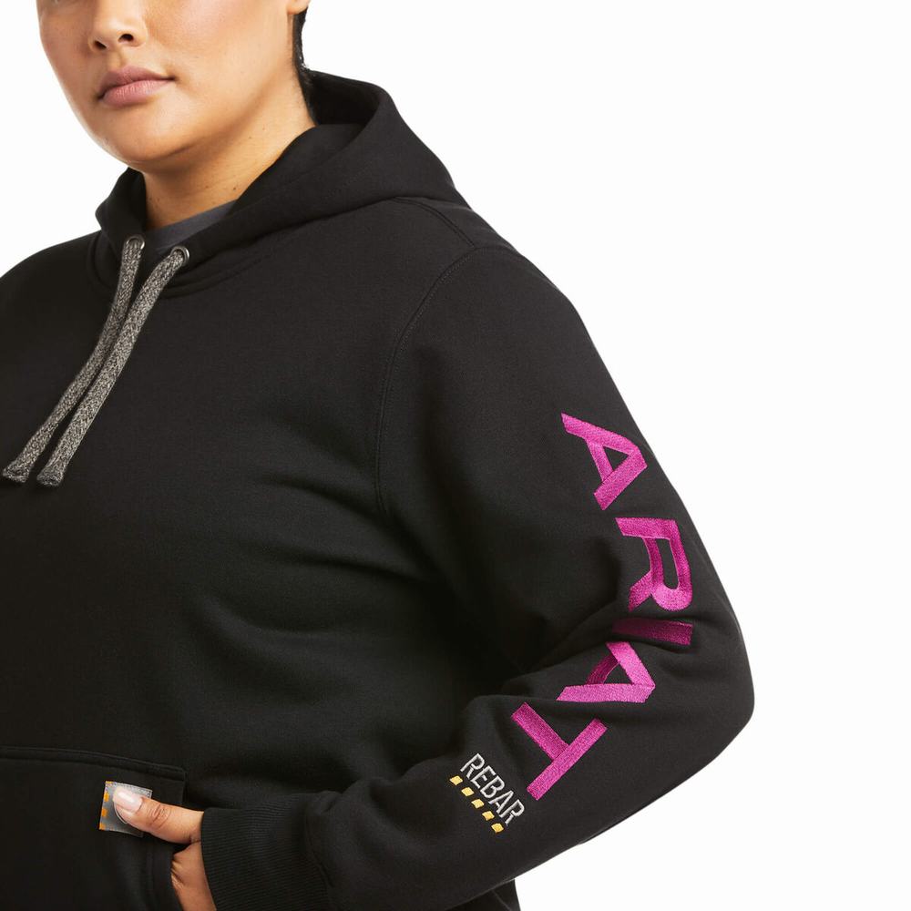 Black Purple Ariat Rebar Graphic Women's Hoodies | VKOJ17038