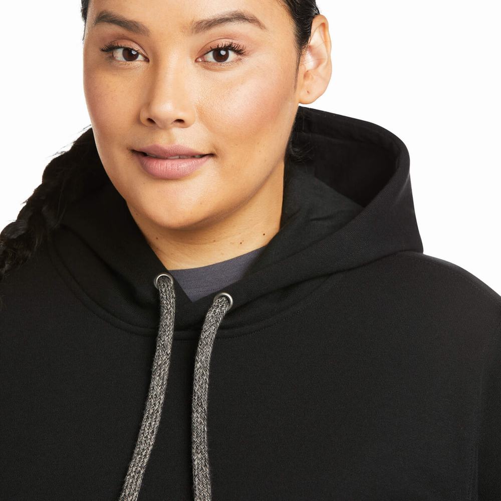 Black Purple Ariat Rebar Graphic Women's Hoodies | VKOJ17038