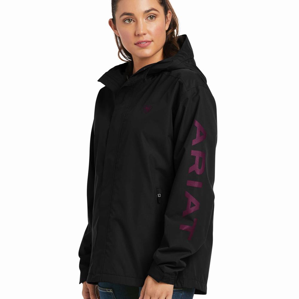 Black Purple Ariat Rebar Stormshell Logo Waterproof Women's Jackets | FIDG96152