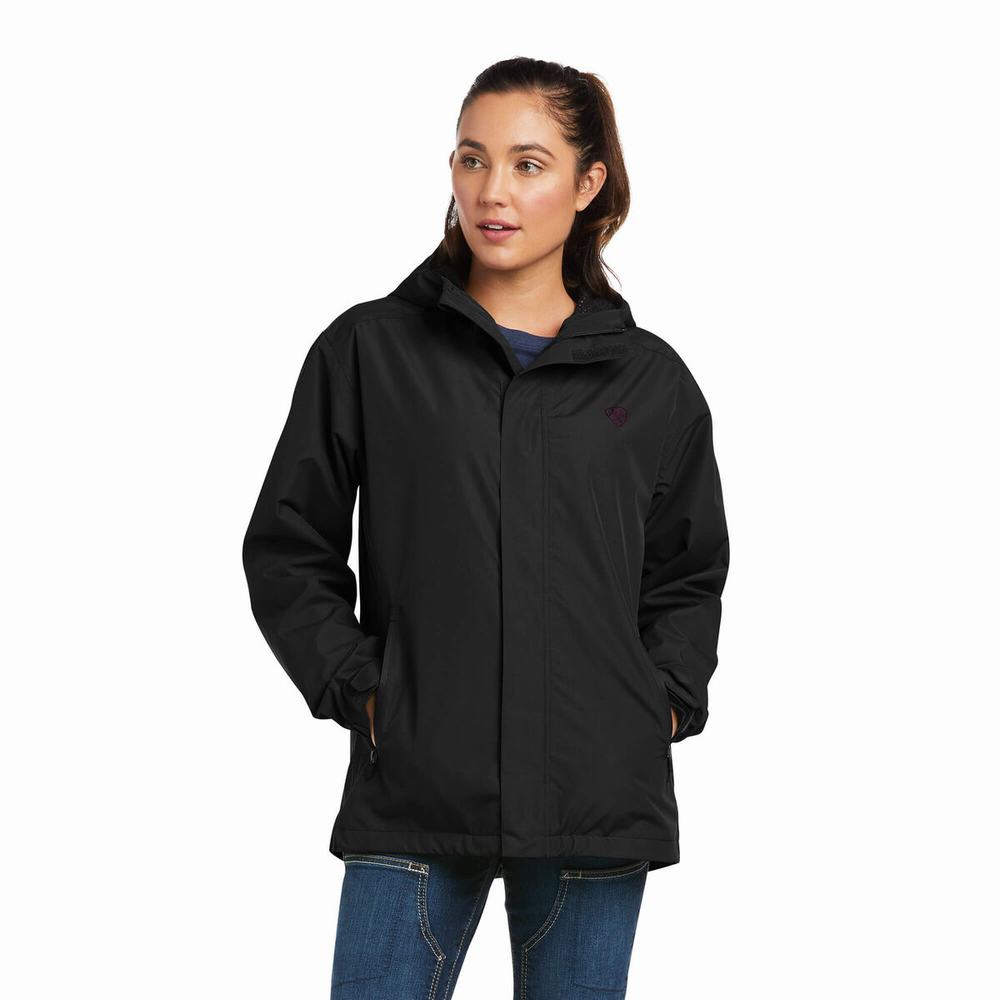 Black Purple Ariat Rebar Stormshell Logo Waterproof Women\'s Jackets | FIDG96152