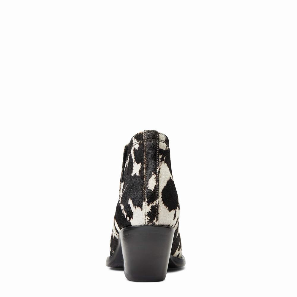 Black White Ariat Dixon Haircalf Women's Booties | ZQPB52467