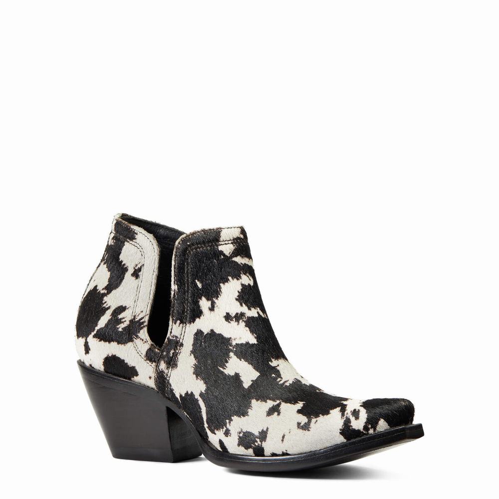 Black White Ariat Dixon Haircalf Women's Booties | ZQPB52467