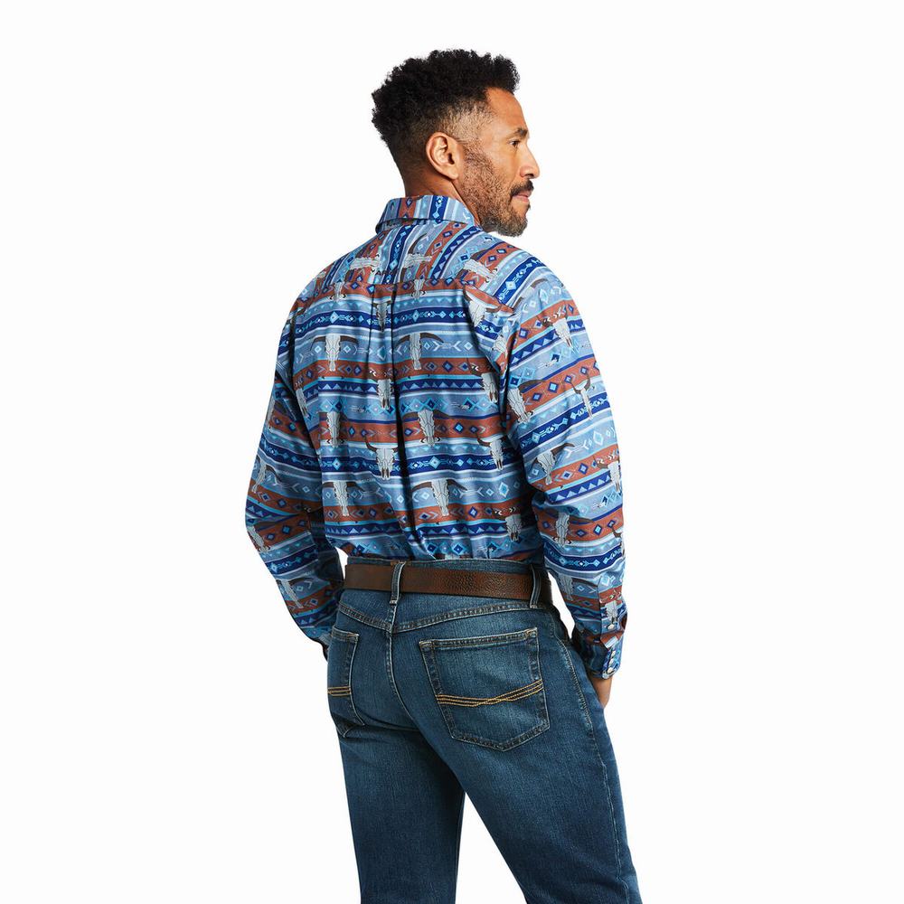 Blue Ariat Amir Classic Fit Men's Shirts | TNEM14529