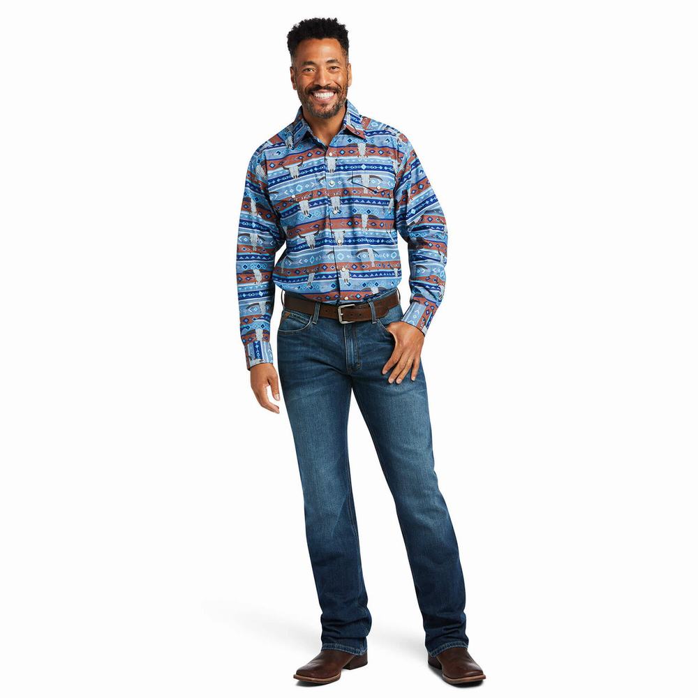 Blue Ariat Amir Classic Fit Men's Shirts | TNEM14529