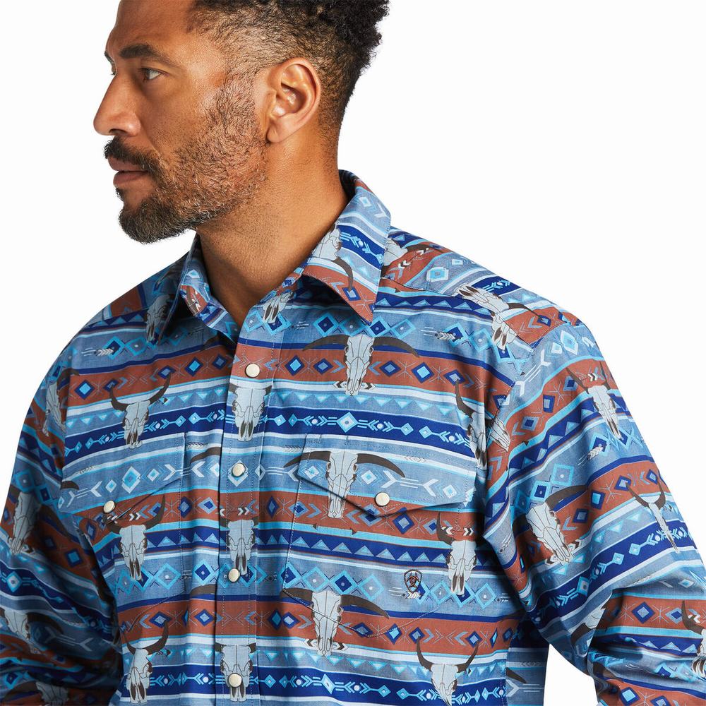 Blue Ariat Amir Classic Fit Men's Shirts | TNEM14529