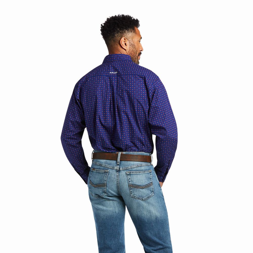 Blue Ariat Antonio Classic Fit Men's Shirts | KFZH21497