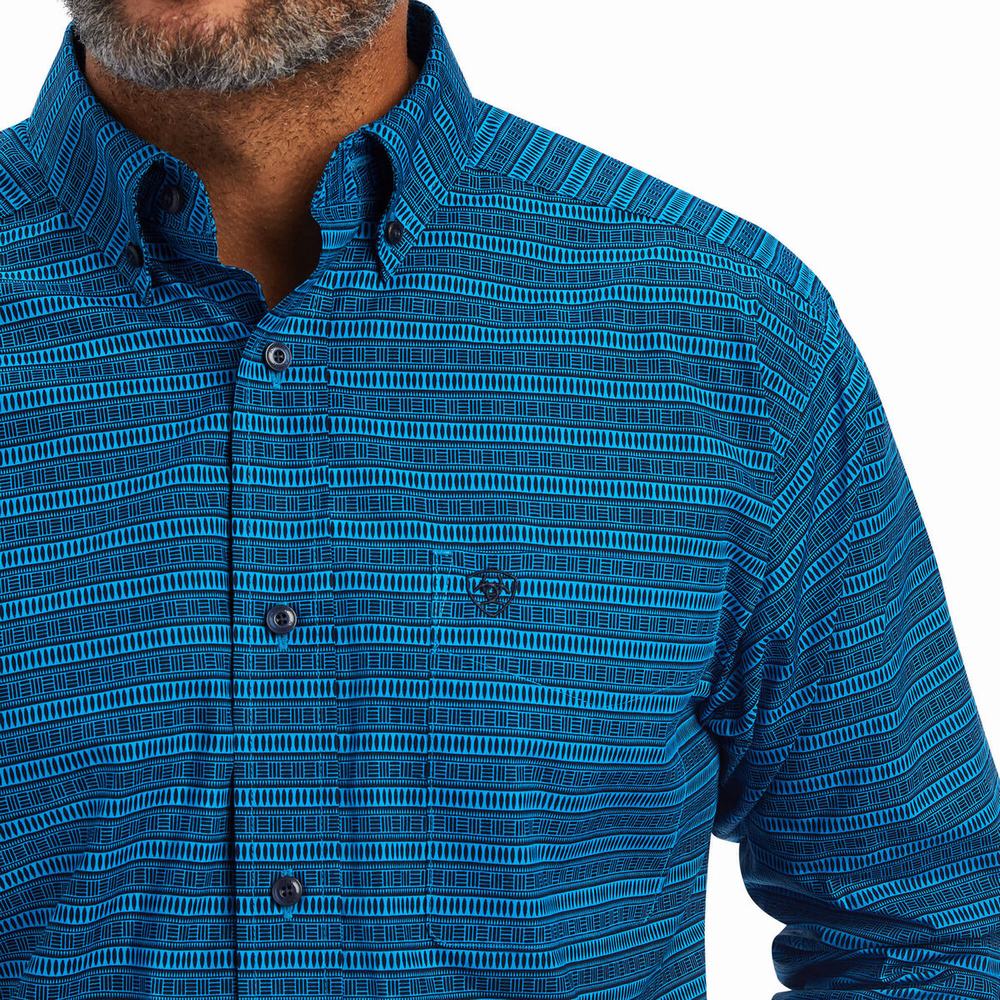 Blue Ariat Beasley Classic Fit Men's Shirts | ZNHU61497