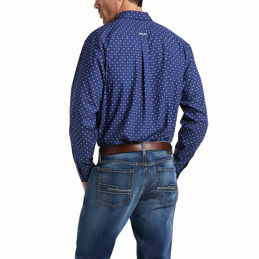 Blue Ariat Bedell Classic Fit Men's Shirts | KCTB32046