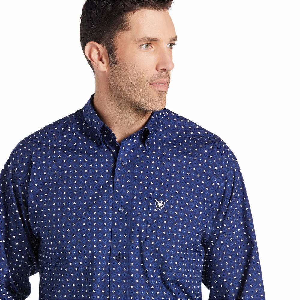 Blue Ariat Bedell Classic Fit Men's Shirts | KCTB32046