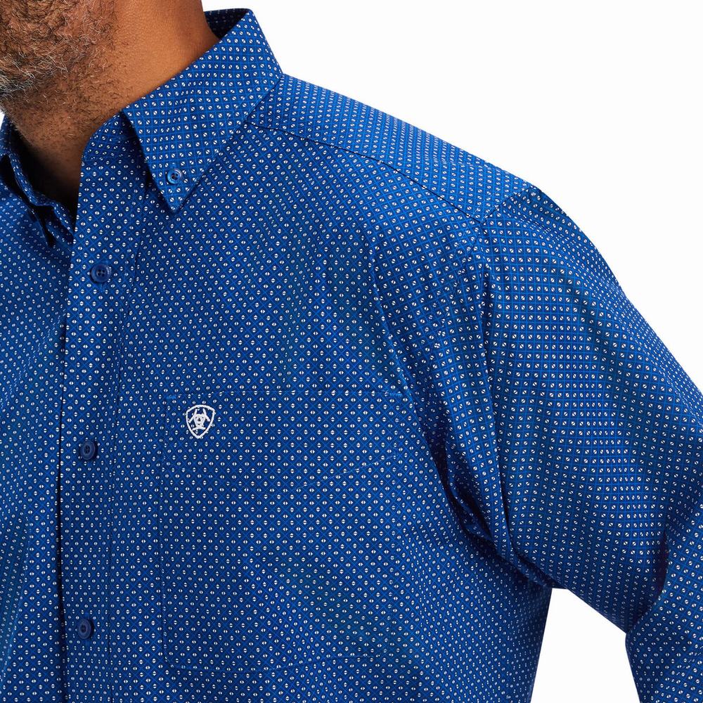 Blue Ariat Benedict Classic Fit Men's Shirts | JKPZ05938