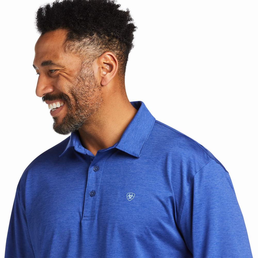 Blue Ariat Charger 2.0 Men's Polo Shirts | ZLRA49832