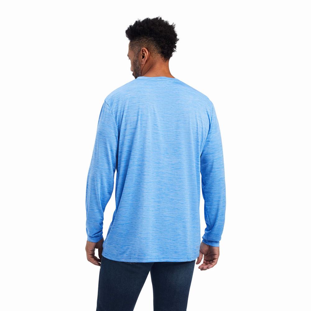 Blue Ariat Charger Logo Men's Polo Shirts | QEKH04579